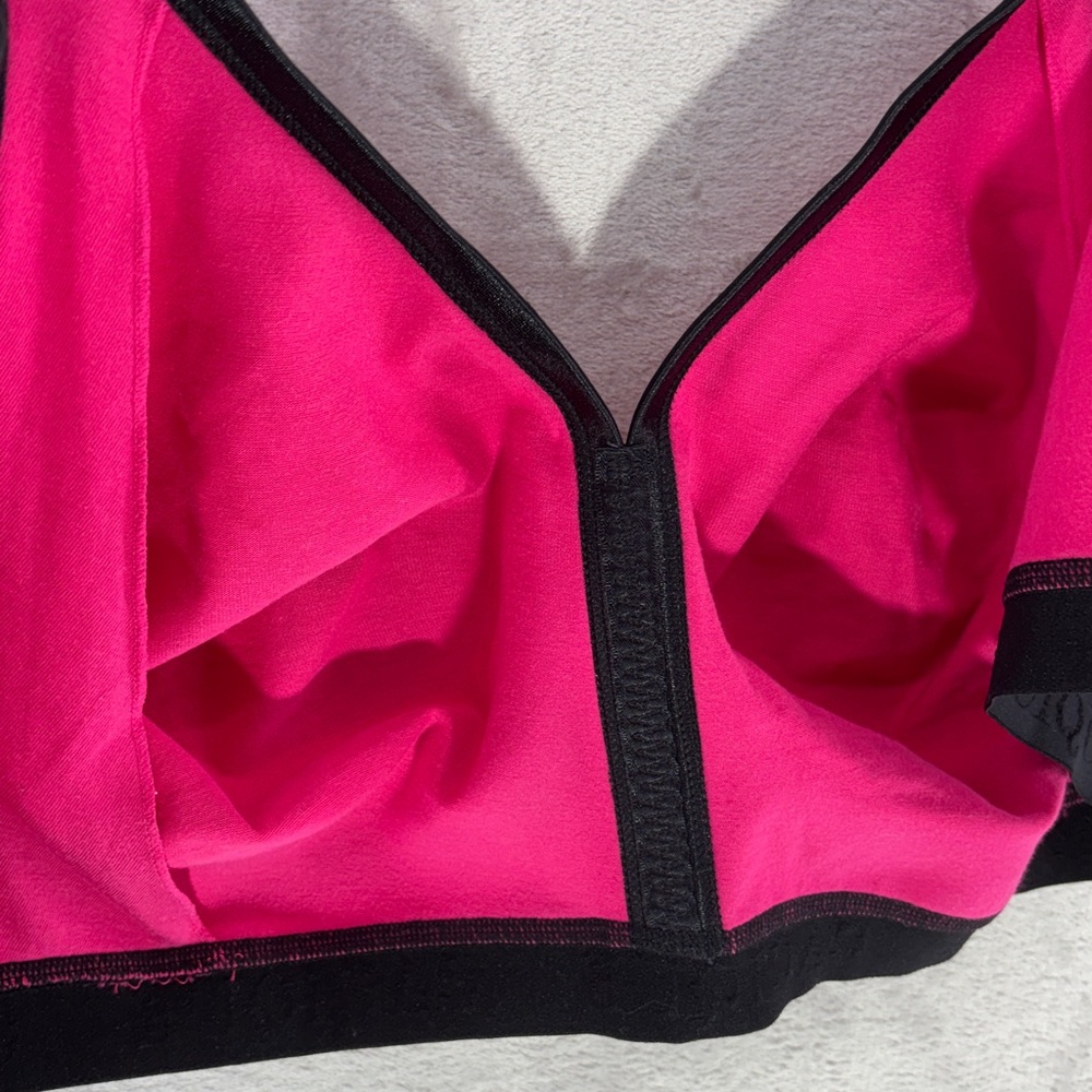 Cacique Unlined No Wire Vibrant Pink and Black Bra 42G - Picture 4 of 7